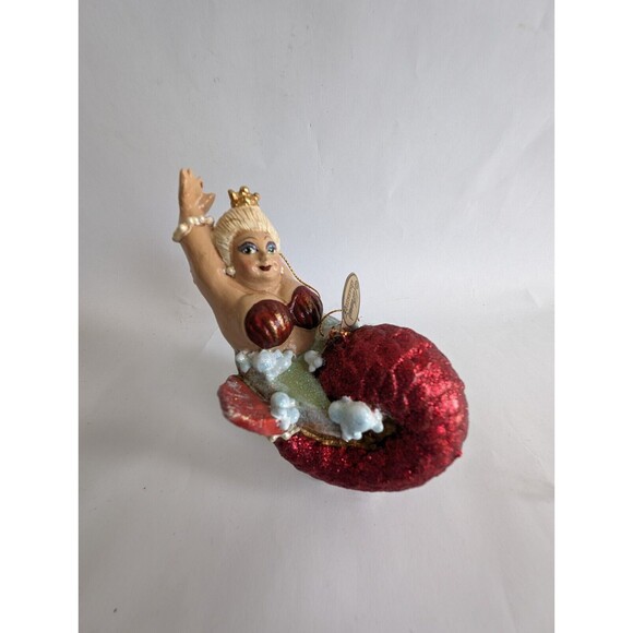 Katherine's Collection Chubby Mermaid in Bubble Bath Ornament Red - Picture 4 of 6